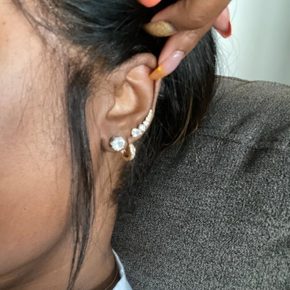 Women's 14K Gold Plated Cubic Zirconia Ear Crawler Earrings - Picture 12 of 13